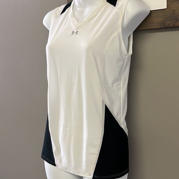 Under Armour Black/Off-White UPF 30 Heat Gear Compression Sleeveless… - Picture 4 of 15